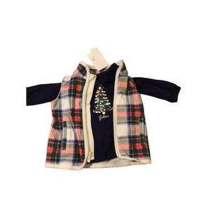 Crown & Ivy NWT‎ Christmas infant girl shirt and vest 2-piece set 3M